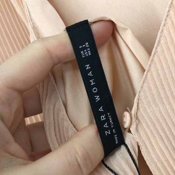 NWT Zara peach pleated parachute sheer sleeve Romper size small - Picture 10 of 15